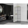 Mexen Kioto L Stijenka za tuš Walk-in 90 x 200 cm, crna rešetka, zlatna - 800-090-103-50-77