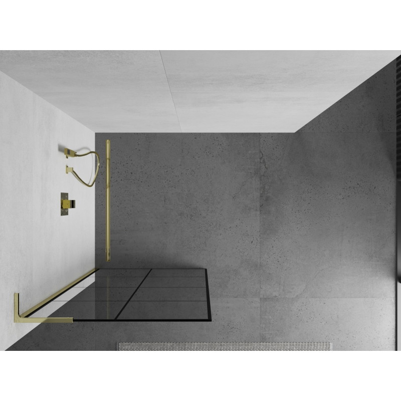 Mexen Kioto L dušisein Walk-in 90 x 200 cm, must ruudustik, kuld - 800-090-103-50-77