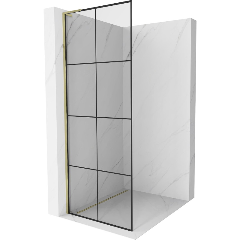 Mexen Kioto L dušisein Walk-in 90 x 200 cm, must ruudustik, kuld - 800-090-103-50-77
