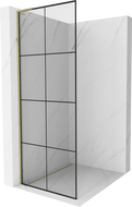 Mexen Kioto L Stijenka za tuš Walk-in 90 x 200 cm, crna rešetka, zlatna - 800-090-103-50-77