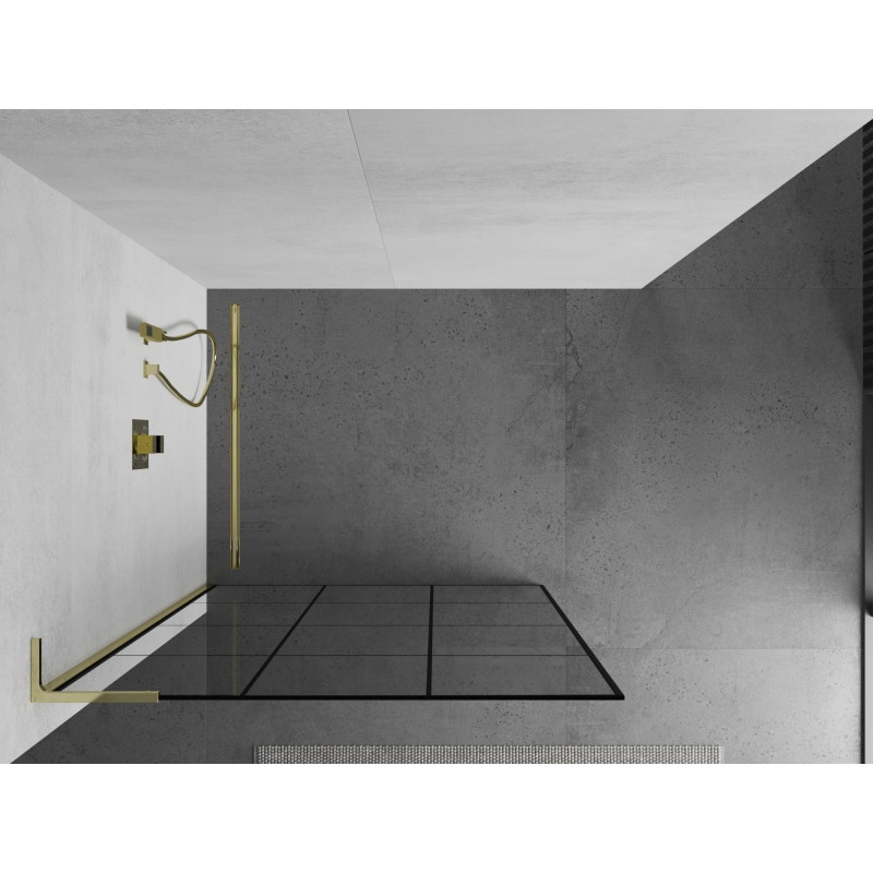 Mexen Kioto L dušisein Walk-in 100 x 200 cm, must ruudustik, kuldne - 800-100-103-50-77