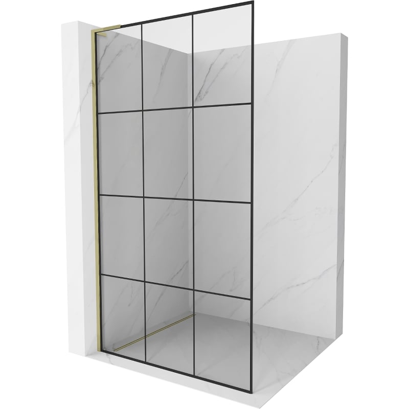 Mexen Kioto L dušisein Walk-in 110 x 200 cm, must ruudustik, kuldne - 800-110-103-50-77