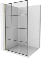 Mexen Kioto L dušas siena Walk-in 120 x 200 cm, melns režģis, zeltīts - 800-120-103-50-77
