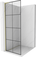 Mexen Kioto L tuš zid Walk-in 70 x 200 cm, crna rešetka, zlatna brušena - 800-070-103-55-77