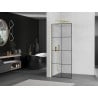Mexen Kioto L Shower Panel Walk-in 80 x 200 cm, black grid, brushed gold - 800-080-103-55-77