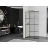 Mexen Kioto L dušisein Walk-in 100 x 200 cm, must ruudustik, kuldne harjatud - 800-100-103-55-77