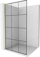 Mexen Kioto L tuš pregrada Walk-in 100 x 200 cm, crna mreža, zlatna brušena - 800-100-103-55-77