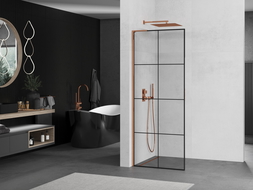 Mexen Kioto L parete doccia Walk-in 70 x 200 cm, griglia nera, oro rosa - 800-070-103-60-77