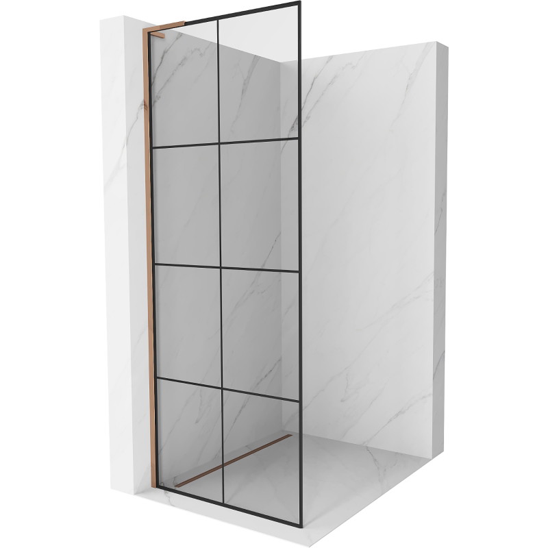 Mexen Kioto L dušisein Walk-in 80 x 200 cm, must ruudustik, roosa kuld - 800-080-103-60-77