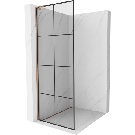 Mexen Kioto L Walk-in Shower Wall 90 x 200 cm, Black Grid, Rose Gold - 800-090-103-60-77