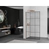 Mexen Kioto L Walk-in Shower Wall 100 x 200 cm, Black Pattern, Brushed Copper - 800-100-103-65-77