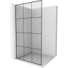 Mexen Kioto L Duschwand Walk-in 100 x 200 cm, schwarzes Gitter, gebürstetes Kupfer - 800-100-103-65-77
