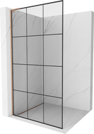 Mexen Kioto L tuš zid Walk-in 100 x 200 cm, crna rešetka, brušeni bakar - 800-100-103-65-77
