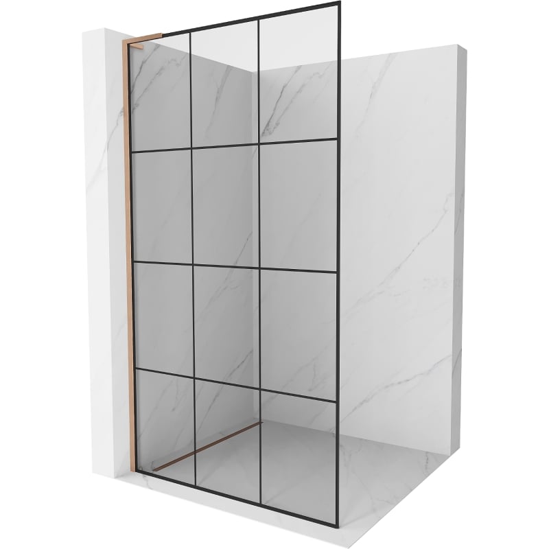 Mexen Kioto L dušisein Walk-in 110 x 200 cm, must ruudustik, harjatud vask - 800-110-103-65-77