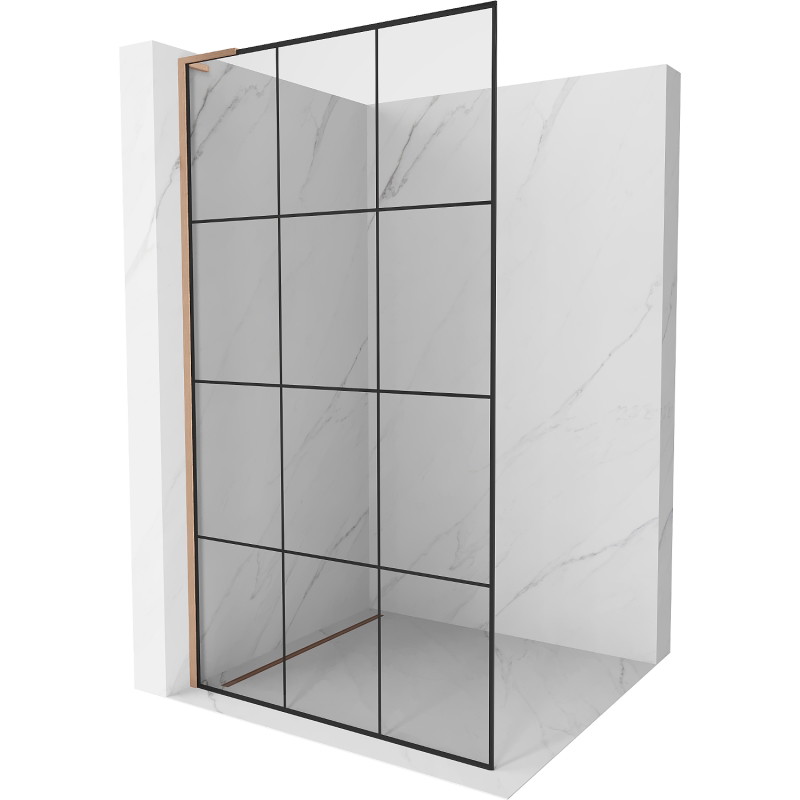 Mexen Kioto L dušisein Walk-in 120 x 200 cm, must ruudustik, harjatud vask - 800-120-103-65-77