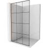 Mexen Kioto L Walk-in Shower Wall 120 x 200 cm, black grid, brushed copper - 800-120-103-65-77