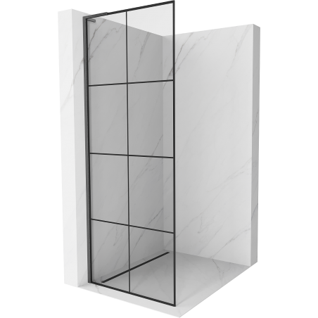 Mexen Kioto L Walk-in Shower Enclosure 70 x 200 cm, black grid, gun grey brushed - 800-070-103-66-77