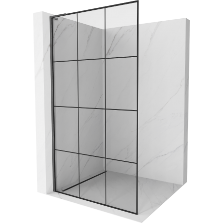 Mexen Kioto L paroi de douche Walk-in 100 x 200 cm, grille noire, gris acier brossé - 800-100-103-66-77