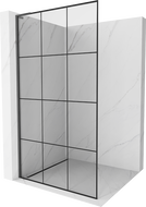 Mexen Kioto L Tuš stijena Walk-in 120 x 200 cm, crna rešetka, brušeno sivo - 800-120-103-66-77