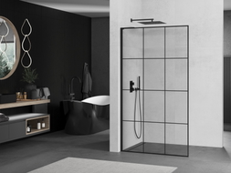 Mexen Kioto L Zidni tuš Walk-in 100 x 200 cm, crna mreža, crna - 800-100-103-70-77