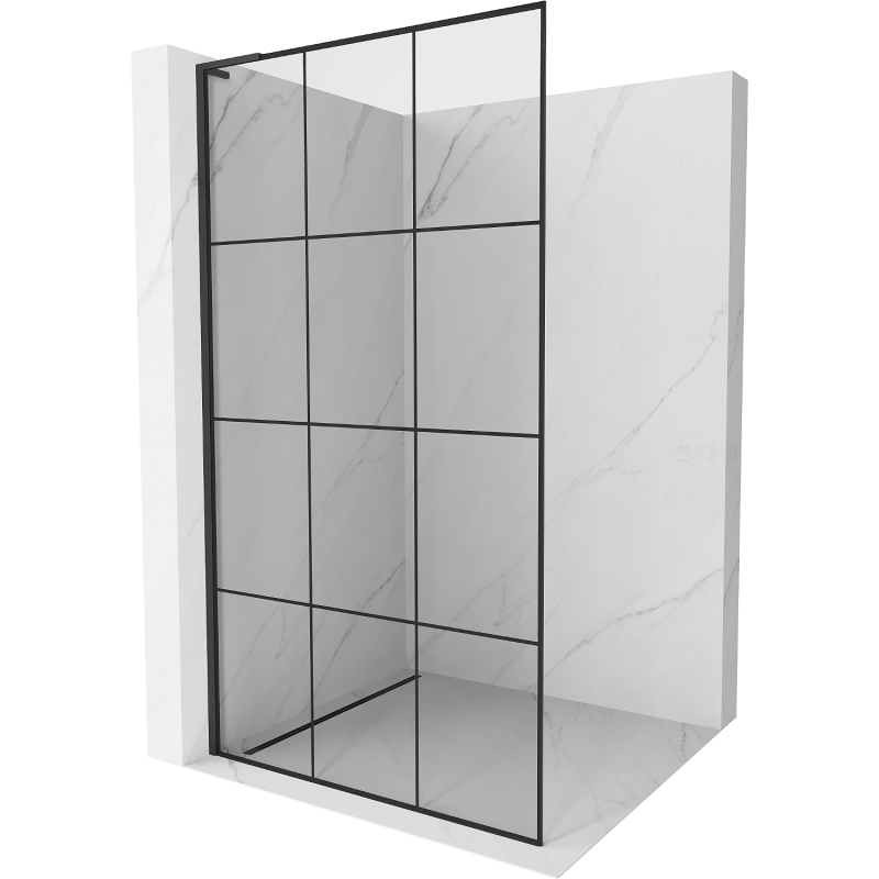 Mexen Kioto L Duschwand Walk-in 100 x 200 cm, schwarzes Gitter, schwarz - 800-100-103-70-77