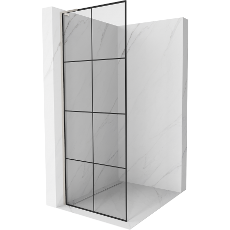 Mexen Kioto L Zidna paravana Walk-in 70 x 200 cm, crna mrežica, brušeni nikal - 800-070-103-97-77