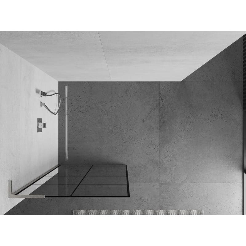 Mexen Kioto L ścianka prysznicowa Walk-in 80 x 200 cm, czarna kratka, nikiel szczotkowany - 800-080-103-97-77