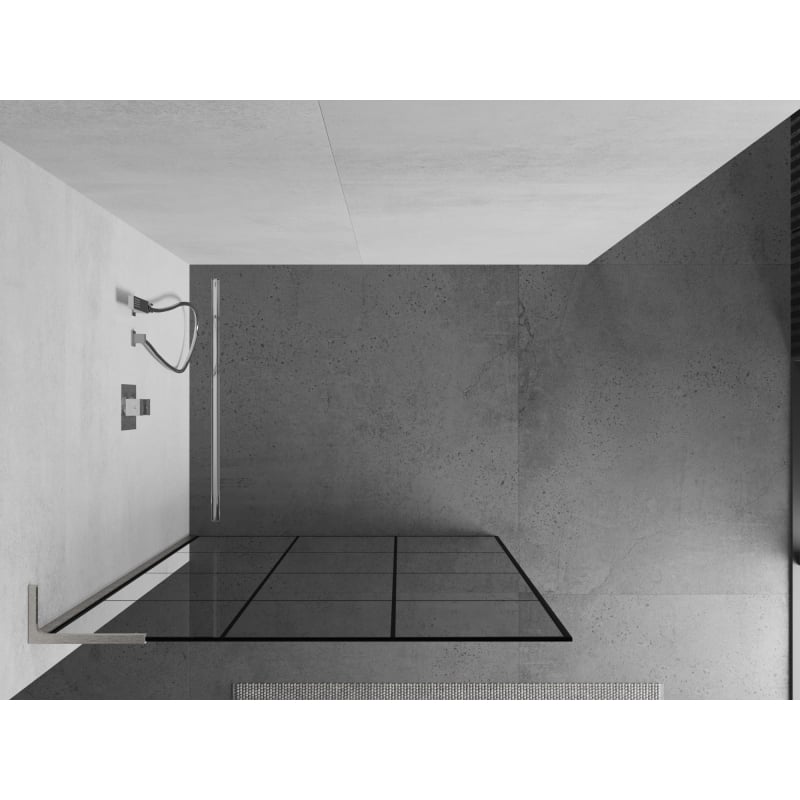 Mexen Kioto L ścianka prysznicowa Walk-in 100 x 200 cm, czarna kratka, nikiel szczotkowany - 800-100-103-97-77