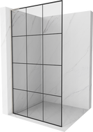 Mexen Kioto L Staklena pregrada za tuš Walk-in 100 x 200 cm, crna rešetka, brušeni nikal - 800-100-103-97-77