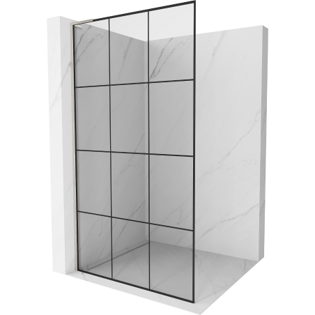 Mexen Kioto L paroi de douche Walk-in 110 x 200 cm, grille noire, nickel brossé - 800-110-103-97-77