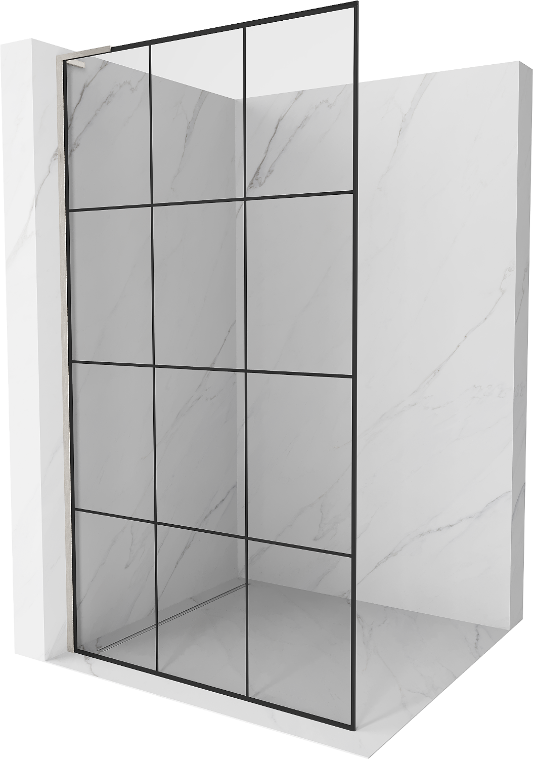Mexen Kioto L ścianka prysznicowa Walk-in 110 x 200 cm, czarny wzór, nikiel szczotkowany - 800-110-103-97-77