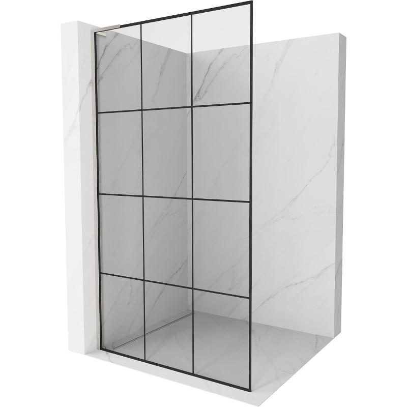 Mexen Kioto L dušisein Walk-in 120 x 200 cm, must ruudustik, harjatud nikkel - 800-120-103-97-77