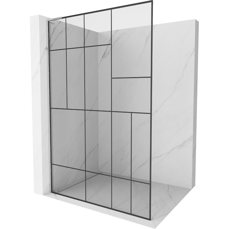 Mexen Kioto L parete doccia Walk-in 70 x 200 cm, motivo nero, cromo - 800-070-103-01-78