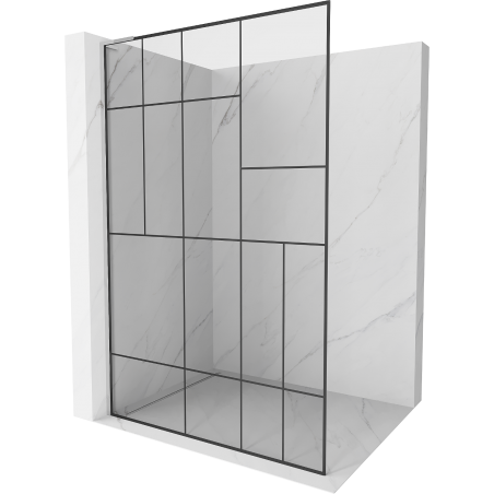 Mexen Kioto L Walk-in Shower Wall 70 x 200 cm, Black Pattern, Chrome - 800-070-103-01-78