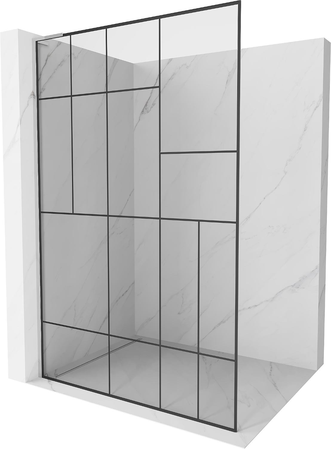 Mexen Kioto L ścianka prysznicowa Walk-in 120 x 200 cm, czarny wzór, chrom - 800-120-103-01-78