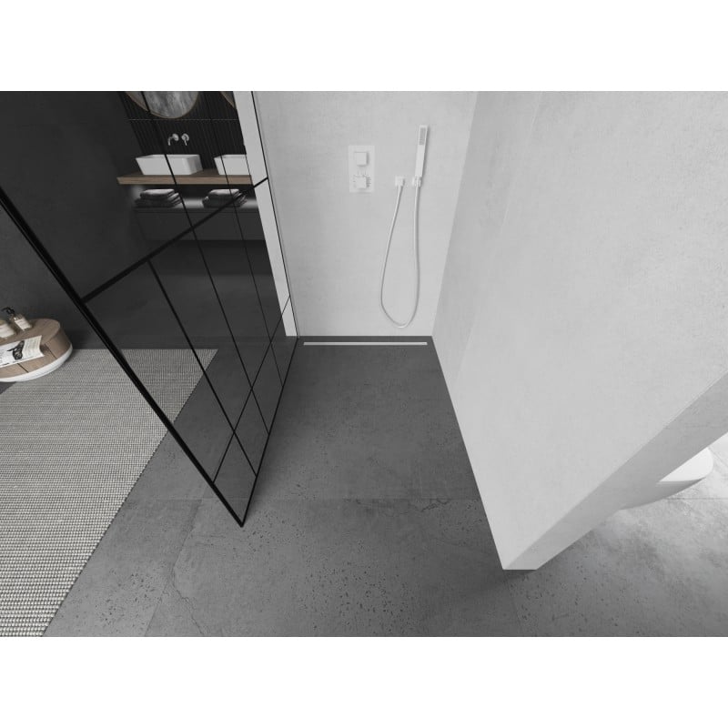 Mexen Kioto L panel de ducha Walk-in 120 x 200 cm, diseño negro, blanco - 800-120-103-20-78