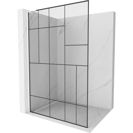 Mexen Kioto L Walk-in Shower Wall 120 x 200 cm, black pattern, white - 800-120-103-20-78