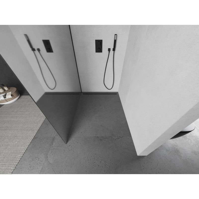 Mexen Kioto L suihkuseinä Walk-in 80 x 200 cm, peili, musta - 800-080-103-70-50