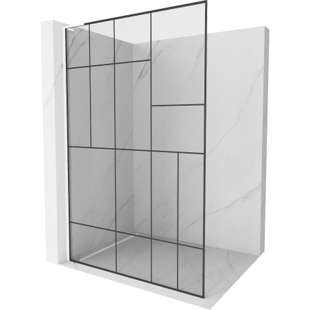 Mexen Kioto L Walk-in Shower Wall 70 x 200 cm, Black Pattern, White - 800-070-103-20-78