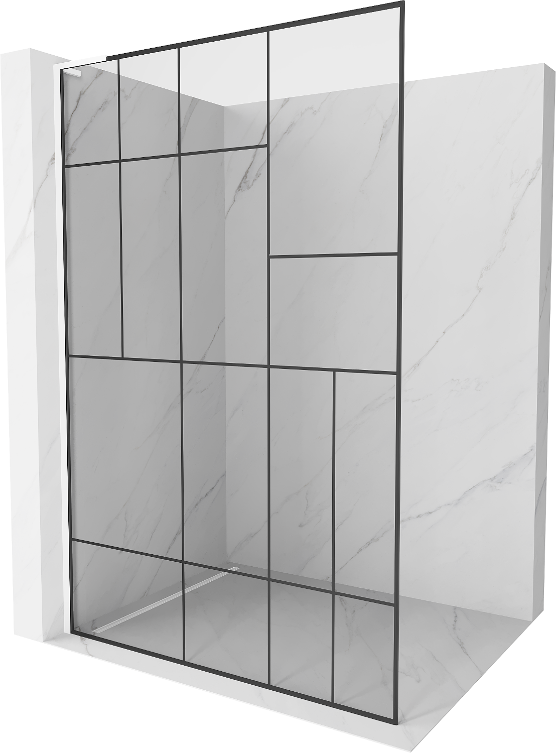 Mexen Kioto L ścianka prysznicowa Walk-in 70 x 200 cm, czarny wzór, biała - 800-070-103-20-78