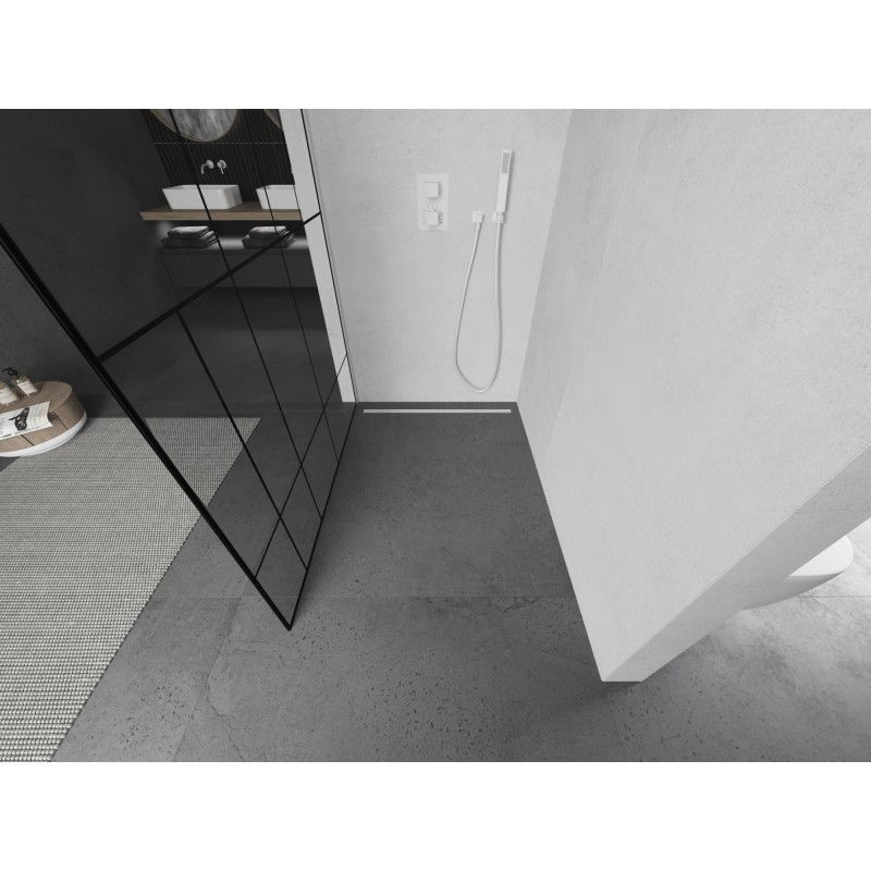 Mexen Kioto L Duschwand Walk-in 70 x 200 cm, schwarzes Muster, weiß - 800-070-103-20-78