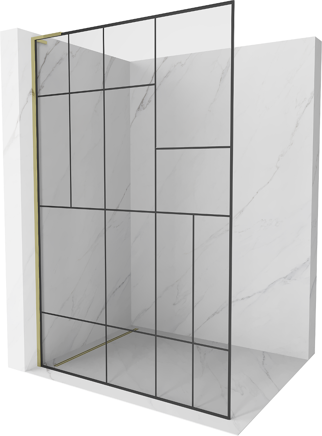 Mexen Kioto L ścianka prysznicowa Walk-in 120 x 200 cm, czarny wzór, złota - 800-120-103-50-78