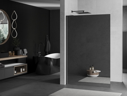Mexen Kioto L Walk-in tuš pregrada 100 x 200 cm, ogledalo, crna - 800-100-103-70-50