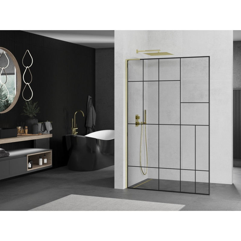 Mexen Kioto L dušisein Walk-in 70 x 200 cm, must muster, kuldne - 800-070-103-50-78