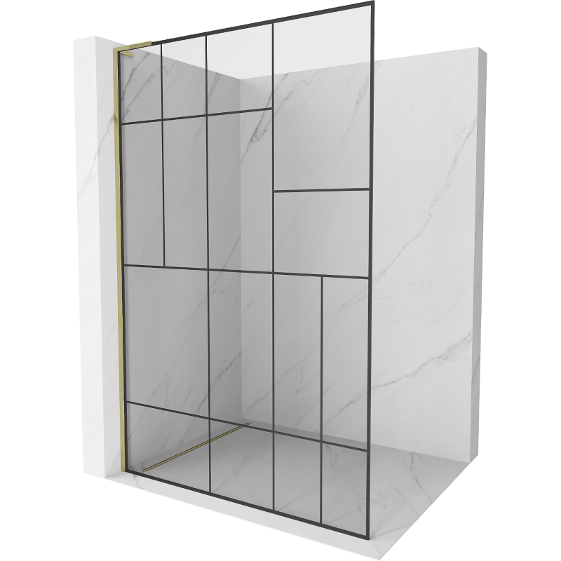 Mexen Kioto L Duschwand Walk-in 70 x 200 cm, schwarzes Muster, golden - 800-070-103-50-78