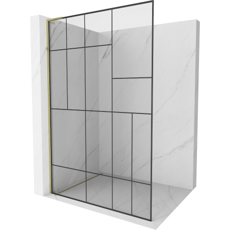 Mexen Kioto L paroi de douche Walk-in 70 x 200 cm, motif noir, doré - 800-070-103-50-78