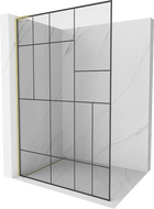 Mexen Kioto L tuš stijena Walk-in 70 x 200 cm, crni uzorak, zlatna četkana - 800-070-103-55-78