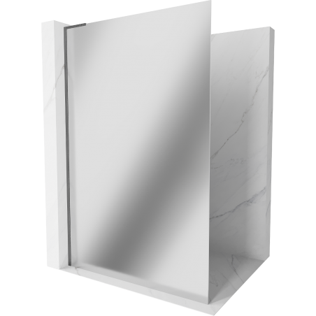 Mexen Kioto L Duschwand Walk-in 90 x 200 cm, Spiegel, gebürstetes Gun Gray - 800-090-103-66-50