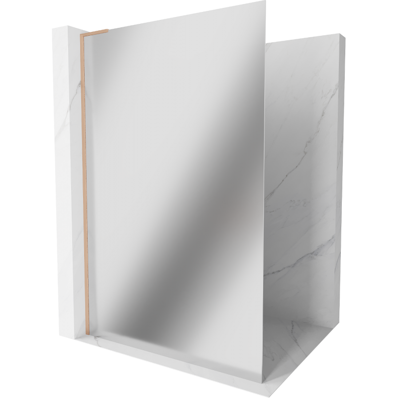 Mexen Kioto L paroi de douche Walk-in 80 x 200 cm, miroir, cuivre brossé - 800-080-103-65-50