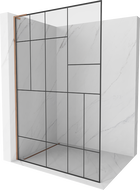 Mexen Kioto L staklena pregrada za tuš 120 x 200 cm, crni uzorak, ružičasto zlato - 800-120-103-60-78